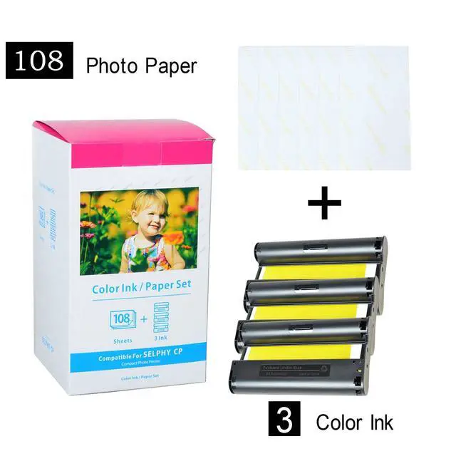 Alt view image 2 of 7 - Compatible KP-108IN Ink Paper Set 4 Color Ink Cassettes and 432 Sheets 4 x 6 Paper Glossy for SELPHY CP1300 CP1200 CP1500 Wireless Compact Photo Printer-4 Pack
