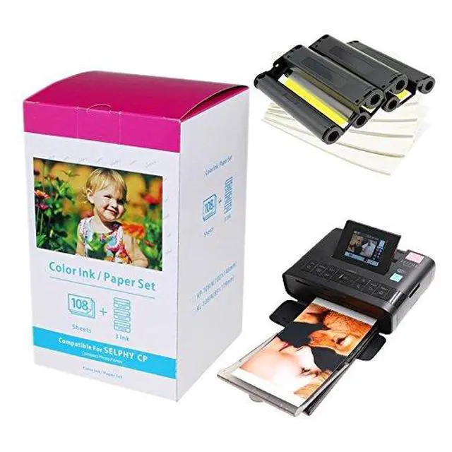 Alt view image 7 of 7 - Compatible KP-108IN Ink Paper Set 4 Color Ink Cassettes and 432 Sheets 4 x 6 Paper Glossy for SELPHY CP1300 CP1200 CP1500 Wireless Compact Photo Printer-4 Pack