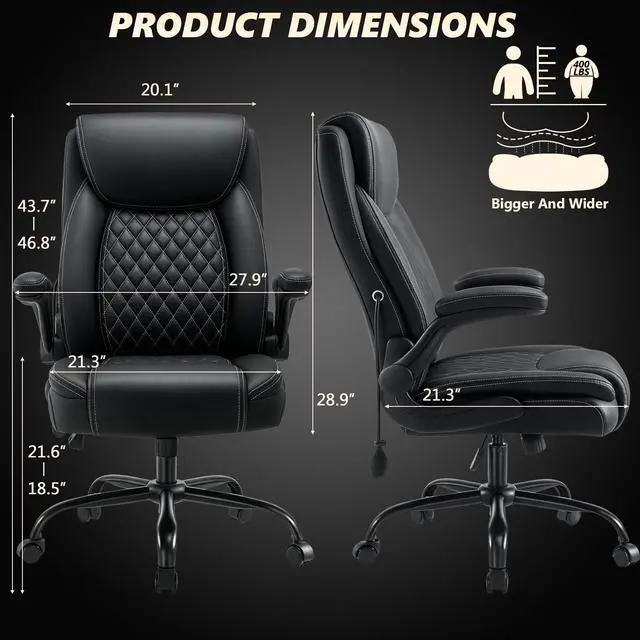 Alt view image 3 of 7 - Office Chair with Lumbar Support,Comfy Desk Chair with Flip Arm | Ergonomic High Back Computer Chair with Pocker Spring Cushion, Executive Office Chair,Class 4 Gas Lift,Metal Base
