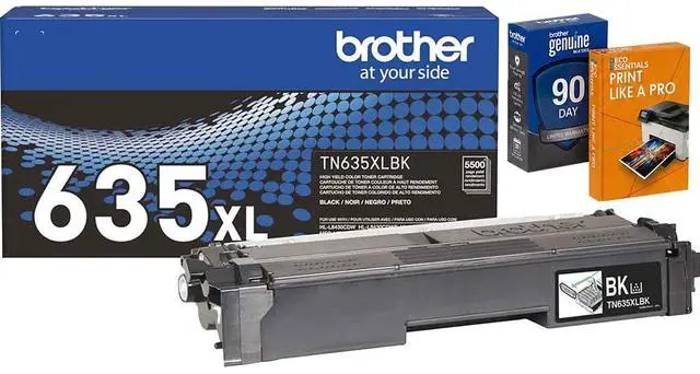 Main image of Genuine TN635XLBK High Yield Black Toner Cartridge, Up to 5,500 Pages, Bundle with Deco Essentials Printer eBook for MFC-L8930CDW, HL-L8430CDW, MFC-L8730CDW, HL-L8570CDW