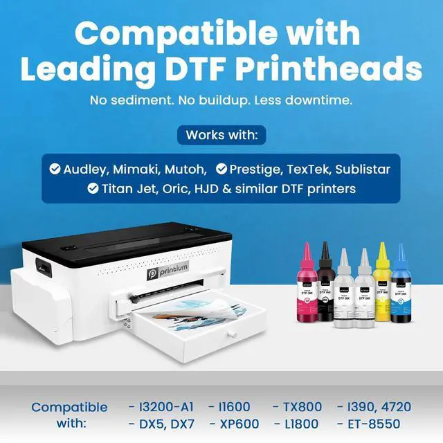 Alt view image 2 of 7 - DTF Ink 12 x 3.38 fl oz (100ml) | CMYKWW - 2 Sets | High Opacity Clog-Free | Compatible with ET8550 L1800 XP600 I3200 4720 XP15000 & All Printheads | Reliable Color & Smooth Ink