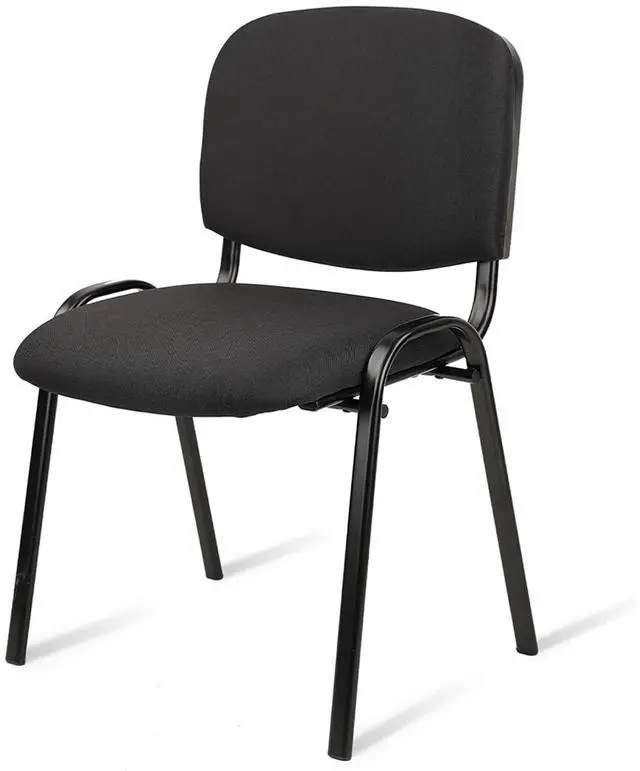 Main image of Stackable Waiting Room Chairs, Cloth Fabric Guest Reception Chair with Upholstered Thickene Seat and Back Support, Stacking Chair Metal Leg for Office School Church Conference Room, Black