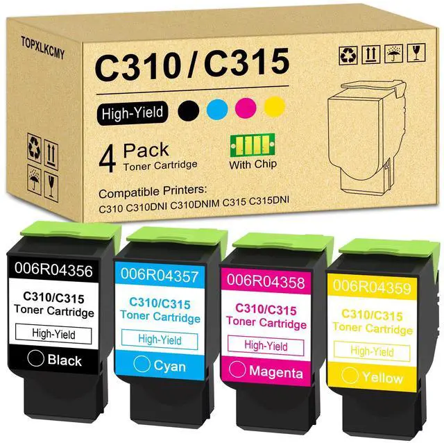 Main image of C310/C315 High-Yield Toner Cartridge (4 Pack, Black, Cyan, Magenta, Yellow) 006R04356 006R04357 006R04358 006R04359 Replacement for Xerox C310 C310DNI C310DNIM C315 C315DNI Printer
