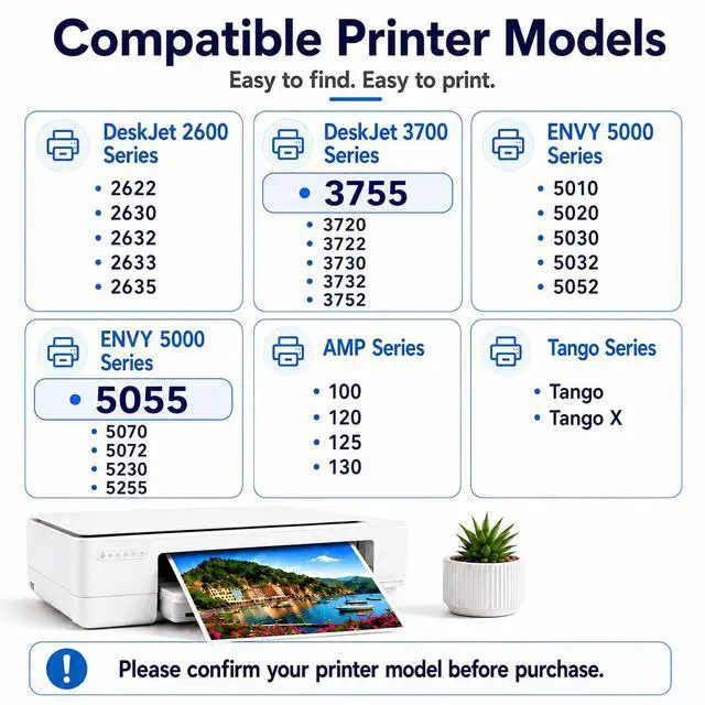 Alt view image 3 of 7 - 65XL Black and Color Ink Cartridges Combo Pack, 2 Pack | Replacement for HP 65 65XL Compatible with HP Envy 5055 5052 5058 DeskJet 3755 2655 3752 3720 3722 3723 3758 2652 2622 2624