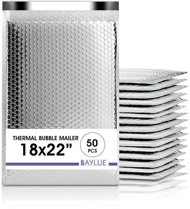 Main image of Thermal Insulated Mailers 18x22, Cold Shipping Envelopes, 50 Pack | Keeps Contents Cold, Self-Seal Closure, Cushioned Protection, Tear-Resistant Foil, Bulk Pack