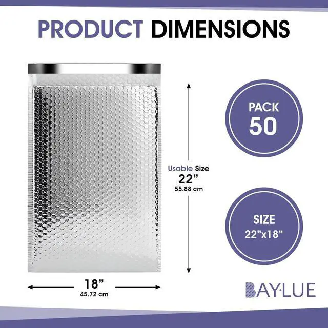 Alt view image 2 of 2 - Thermal Insulated Mailers 18x22, Cold Shipping Envelopes, 50 Pack | Keeps Contents Cold, Self-Seal Closure, Cushioned Protection, Tear-Resistant Foil, Bulk Pack