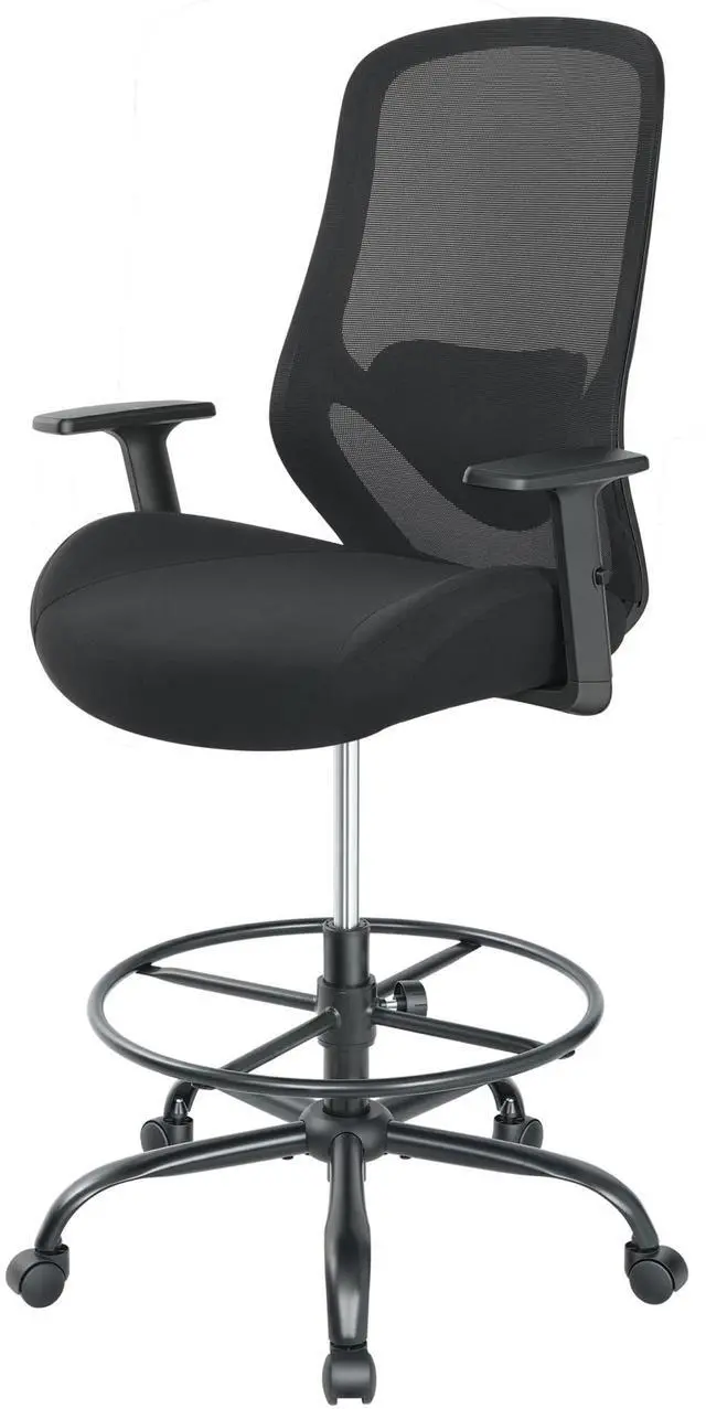 Main image of Drafting Office Chair Big and Tall 450lbs Heavy Duty for Standing Desk | Ergonomic Mesh Chairs,Wider and Thicker Seat Cushion,Adjustable Lumbar Support& Armrest,for Home & Office Use, Black