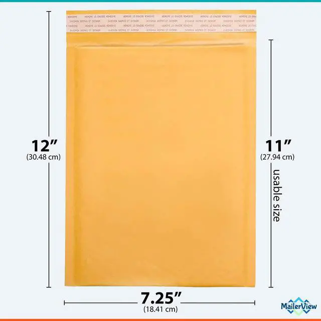 Alt view image 2 of 6 - Kraft Bubble Mailers 7.25x12, Self Seal Padded Envelopes #1, 100 Pack Bulk | Fits Comics, Photos & Cards, No Tape Needed, Cushioned Protection, Tear-Resistant Yellow Kraft, Made in USA