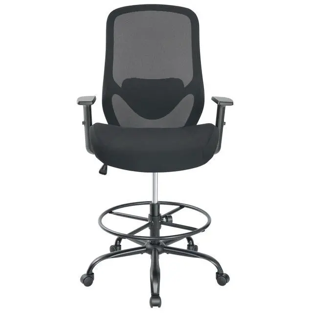 Alt view image 4 of 7 - Drafting Office Chair Big and Tall 450lbs Heavy Duty for Standing Desk | Ergonomic Mesh Chairs,Wider and Thicker Seat Cushion,Adjustable Lumbar Support& Armrest,for Home & Office Use, Black