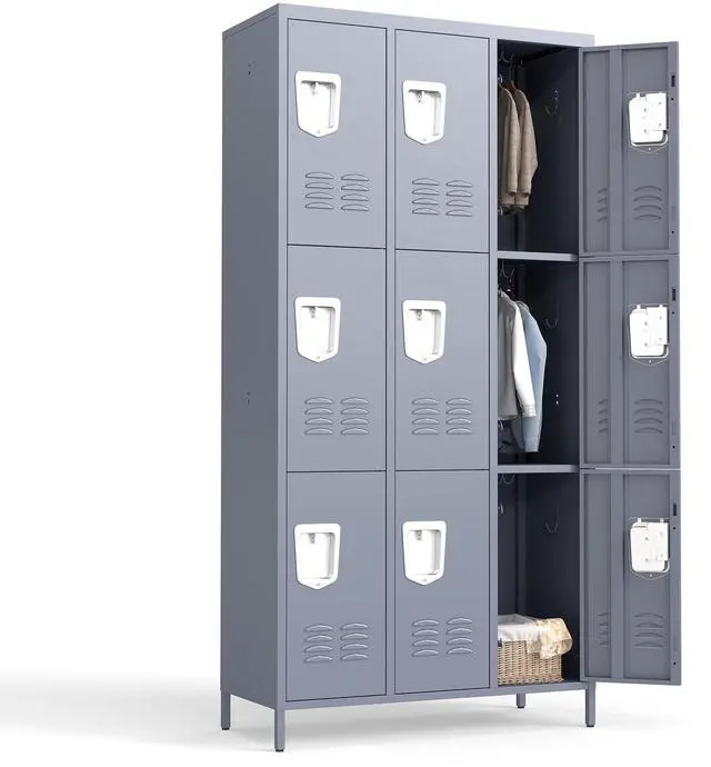 Main image of 9 Doors Metal Lockers for Employees 71" H Storage Cabinet Lockable Locker with Shelves Steel Storage Locker for Gym School Office Home Requires Assembly