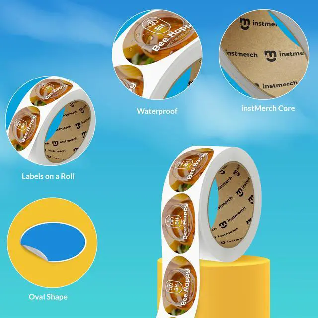 Alt view image 2 of 5 - Custom Oval Stickers, Label Rolls for Business (Oval) | Custom logo stickers Oval, Customized stickers, Oval Sticker roll, Custom office labels & stickers, Custom vinyl stickers