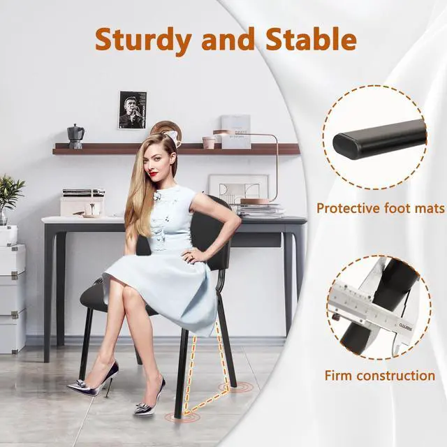 Alt view image 4 of 6 - Stackable Waiting Room Chairs, Cloth Fabric Guest Reception Chair with Upholstered Thickene Seat and Back Support, Stacking Chair Metal Leg for Office School Church Conference Room, Black