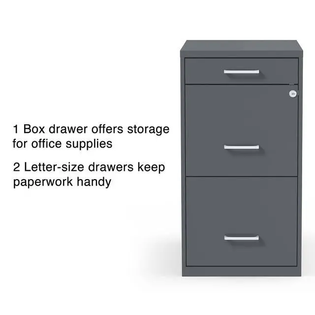 Alt view image 4 of 7 - 3-Drawer Vertical File Cabinet, Letter/Legal, Locking, Charcoal | Compatible storage for letter and legal documents in offices
