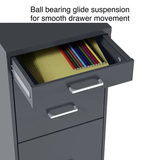 Alt view image 6 of 7 - 3-Drawer Vertical File Cabinet, Letter/Legal, Locking, Charcoal | Compatible storage for letter and legal documents in offices