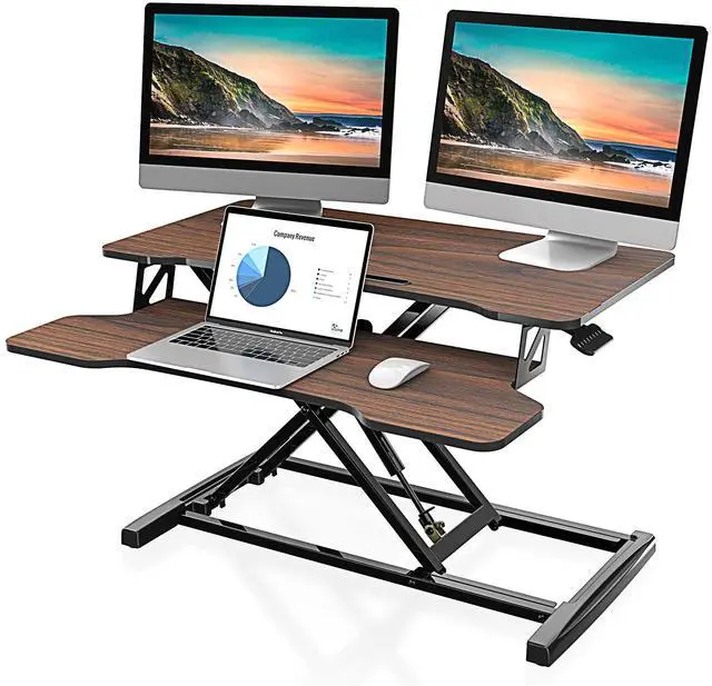 Main image of Height Adjustable Standing Desk 32 Wide Sit to Stand Converter | Standing Desk Converter,Stand Up Desk Riser,for Dual Monitor Riser,Tabletop Workstation for Home Office,Easy Assembly