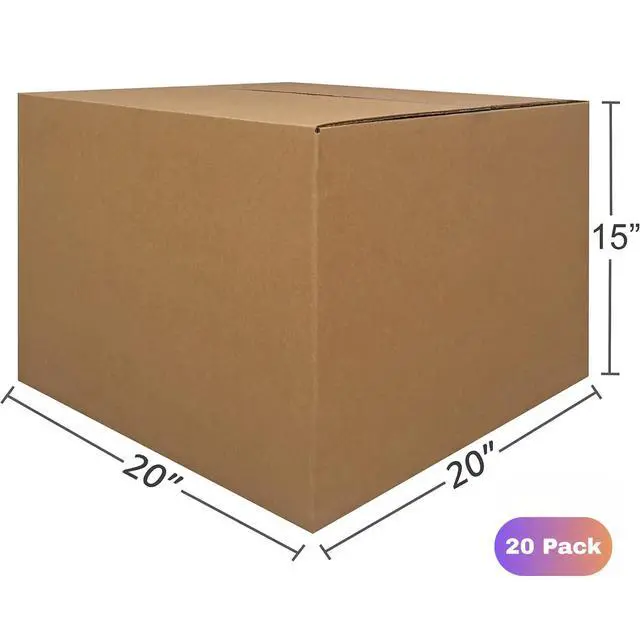 Alt view image 2 of 6 - Large Moving Boxes 20x20x15 Inch | Kraft Corrugated Cardboard Boxes for Packing, Moving and Storage, Multi Purpose Use| Single-Wall, 65 lbs Capacity (Pack of 20)