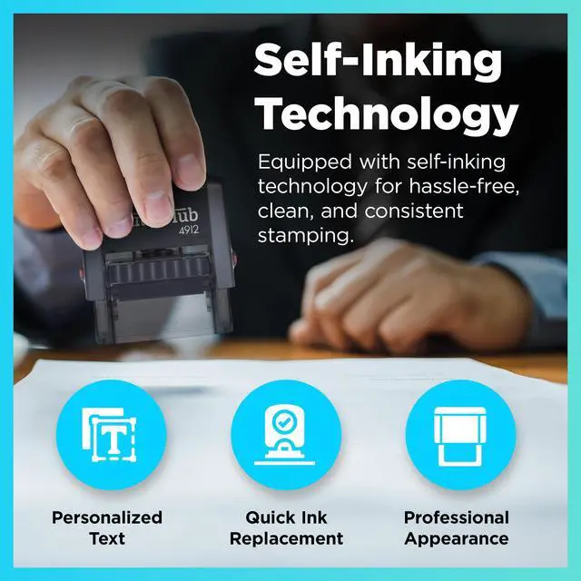 Alt view image 3 of 7 - Self-Inking Custom Stamp - Up to 3 Lines Return Address (Medium) | Compact Space-Saving Design, Crisp & Consistent Impressions, Thousands of Clear Stampings, Built-In Self-Inking Mechanism