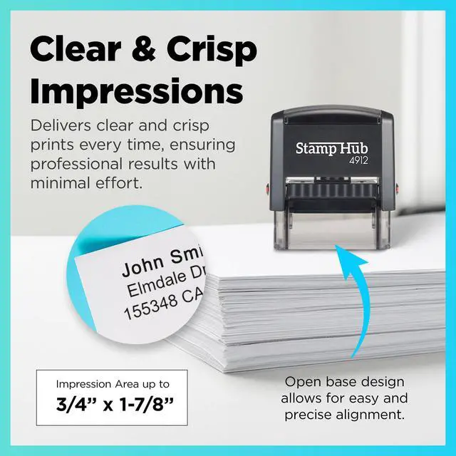 Alt view image 2 of 7 - Self-Inking Custom Stamp - Up to 3 Lines Return Address (Medium) | Compact Space-Saving Design, Crisp & Consistent Impressions, Thousands of Clear Stampings, Built-In Self-Inking Mechanism