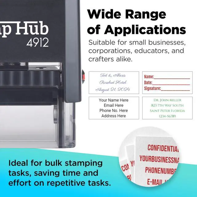 Alt view image 6 of 7 - Self-Inking Custom Stamp - Up to 3 Lines Return Address (Medium) | Compact Space-Saving Design, Crisp & Consistent Impressions, Thousands of Clear Stampings, Built-In Self-Inking Mechanism