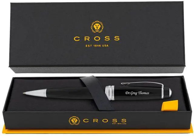 Main image of Cross Bailey Personalized Ballpoint Pen in Black Lacquer with Chrome Trim | Engraved Pen for Graduation, Job Promotion, Retirement, Corporate Gift