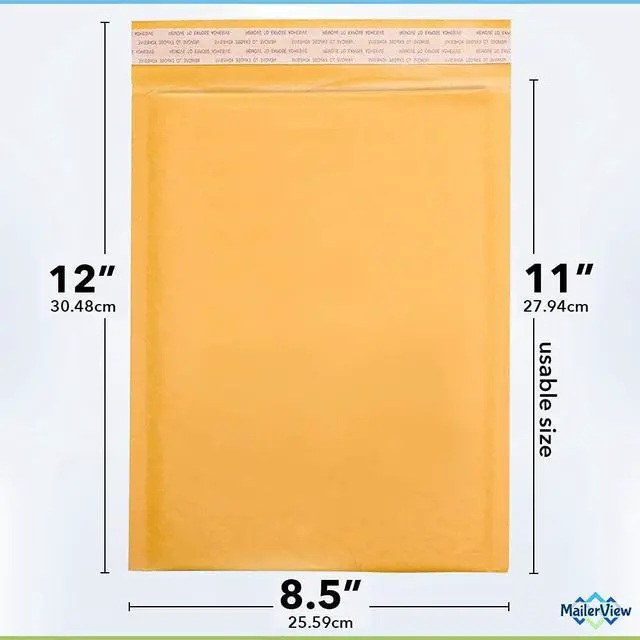 Alt view image 2 of 6 - Kraft Bubble Mailers 8.5x12, Self Seal Padded Envelopes #2, 100 Pack Bulk | Fits 8.5x11 Documents & Photos, No Tape Needed, Cushioned Protection, Tear-Resistant Yellow Kraft, Made in USA