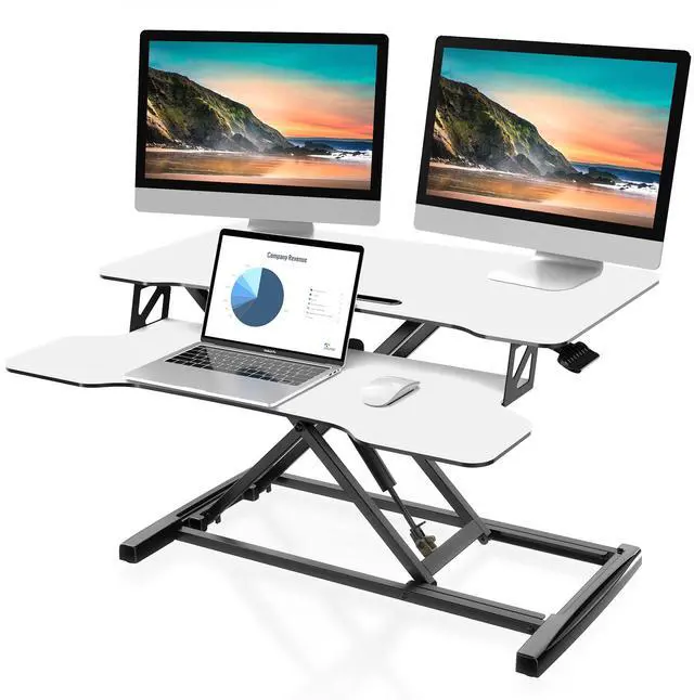 Main image of Height Adjustable Standing Desk 32 Wide Sit to Stand Converter | Standing Desk Converter,Stand Up Desk Riser,for Dual Monitor Riser,Tabletop Workstation for Home Office,Easy Assembly