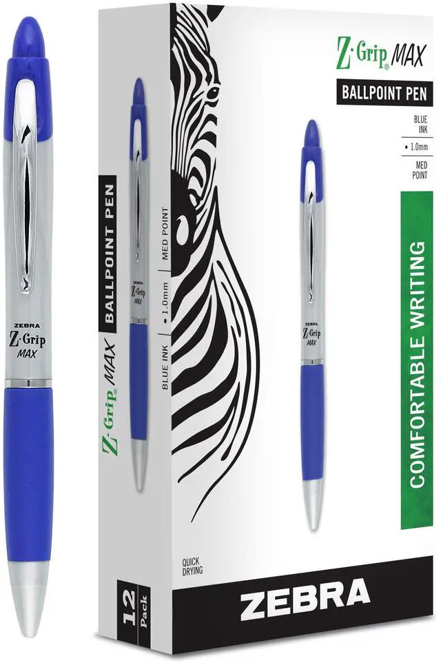Main image of Z-Grip MAX Retractable Ballpoint Pen, Blue Ink, 1.0mm, 12-Pack | Wide Barrel Design, Comfortable Grip, Medium Point Tip, Metal Clip, Ideal for School and Office Supplies (22420)