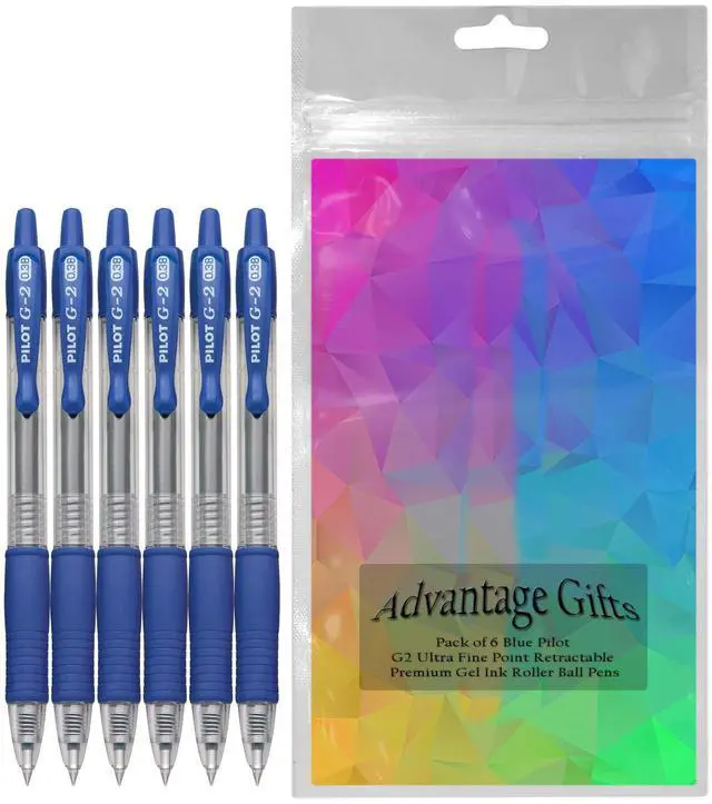 Alt view image 2 of 7 - G2 Retractable Premium Gel Ink Roller Ball Pens Ultra Fine Point (.38mm) Blue Ink 6 pack; Refillable & Premium Comfort Grip