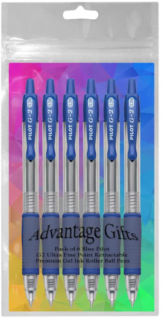 Alt view image 3 of 7 - G2 Retractable Premium Gel Ink Roller Ball Pens Ultra Fine Point (.38mm) Blue Ink 6 pack; Refillable & Premium Comfort Grip