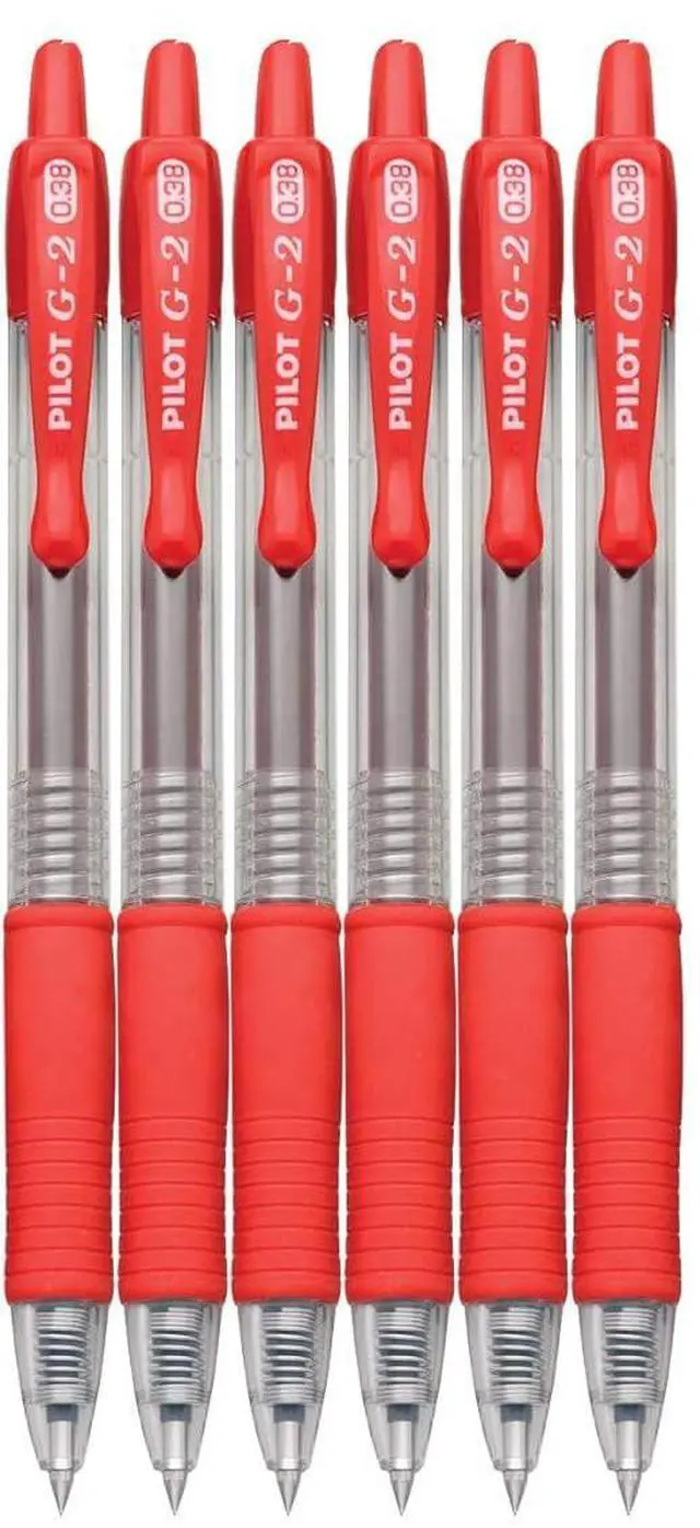 Main image of G2 Retractable Premium Gel Ink Roller Ball Pens Ultra Fine Point (.38mm) Red Ink 6 pack; Refillable & Premium Comfort Grip