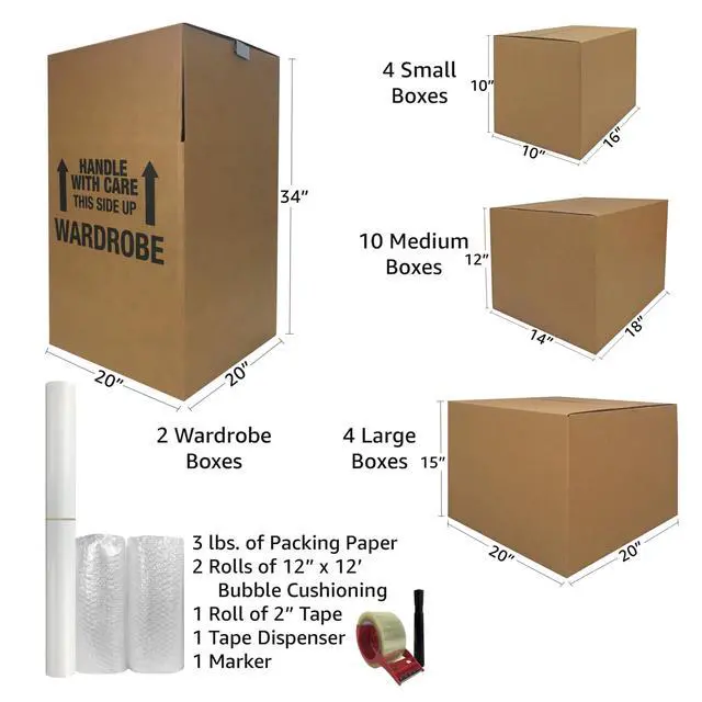 Alt view image 4 of 6 - Moving Box Kits, Wardrobe Moving Boxes Kit #2 | 2-3 Bedrooms, Small Spaces, Includes All Boxes & Supplies, Quick & Painless Move