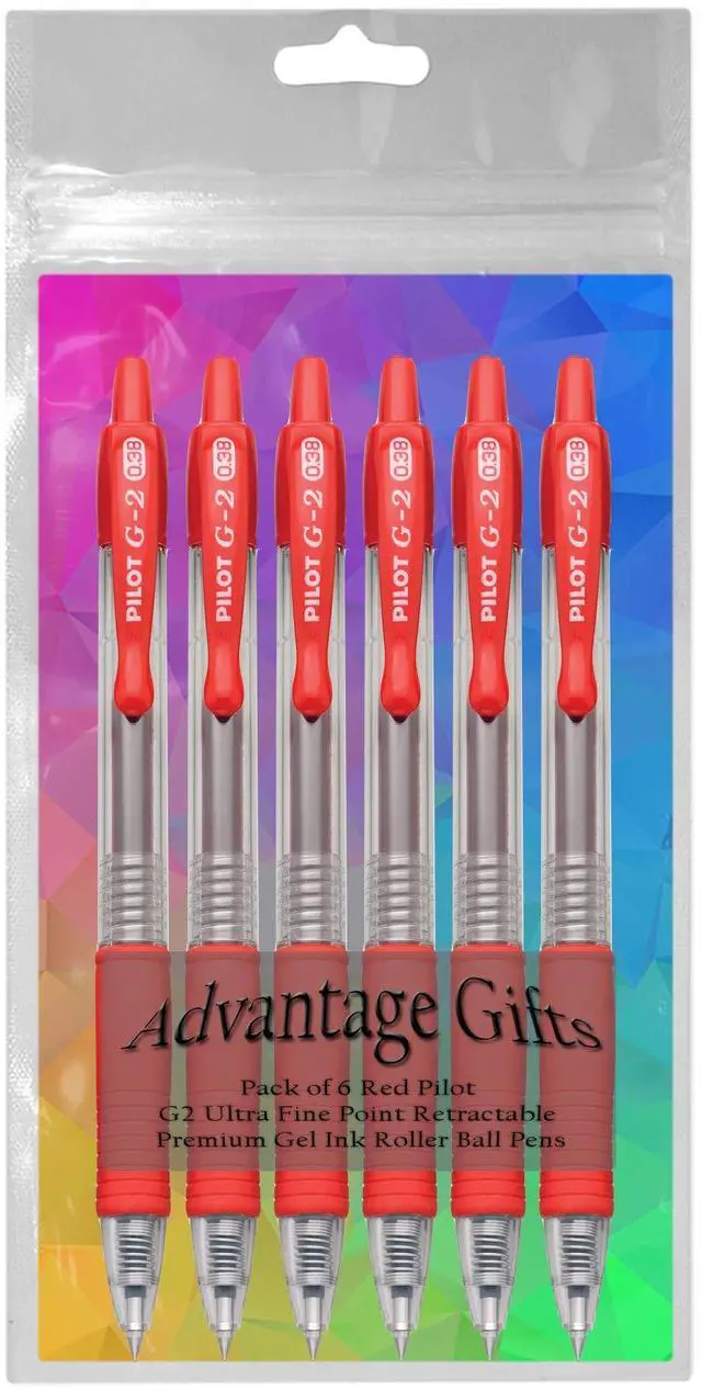 Alt view image 3 of 7 - G2 Retractable Premium Gel Ink Roller Ball Pens Ultra Fine Point (.38mm) Red Ink 6 pack; Refillable & Premium Comfort Grip