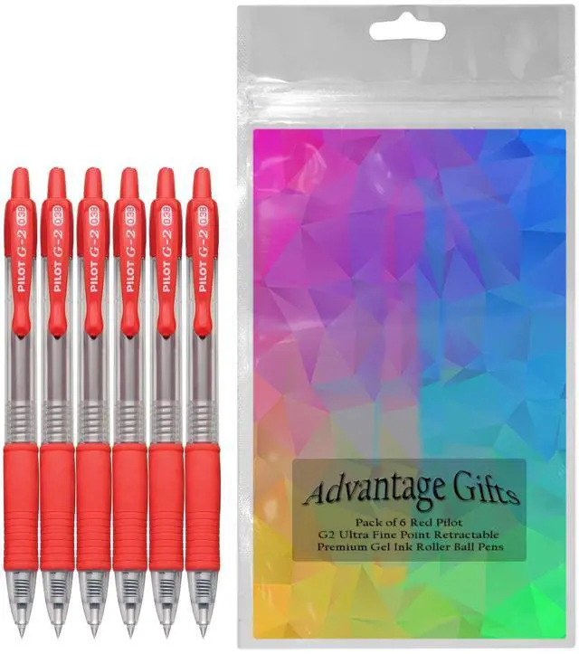 Alt view image 2 of 7 - G2 Retractable Premium Gel Ink Roller Ball Pens Ultra Fine Point (.38mm) Red Ink 6 pack; Refillable & Premium Comfort Grip