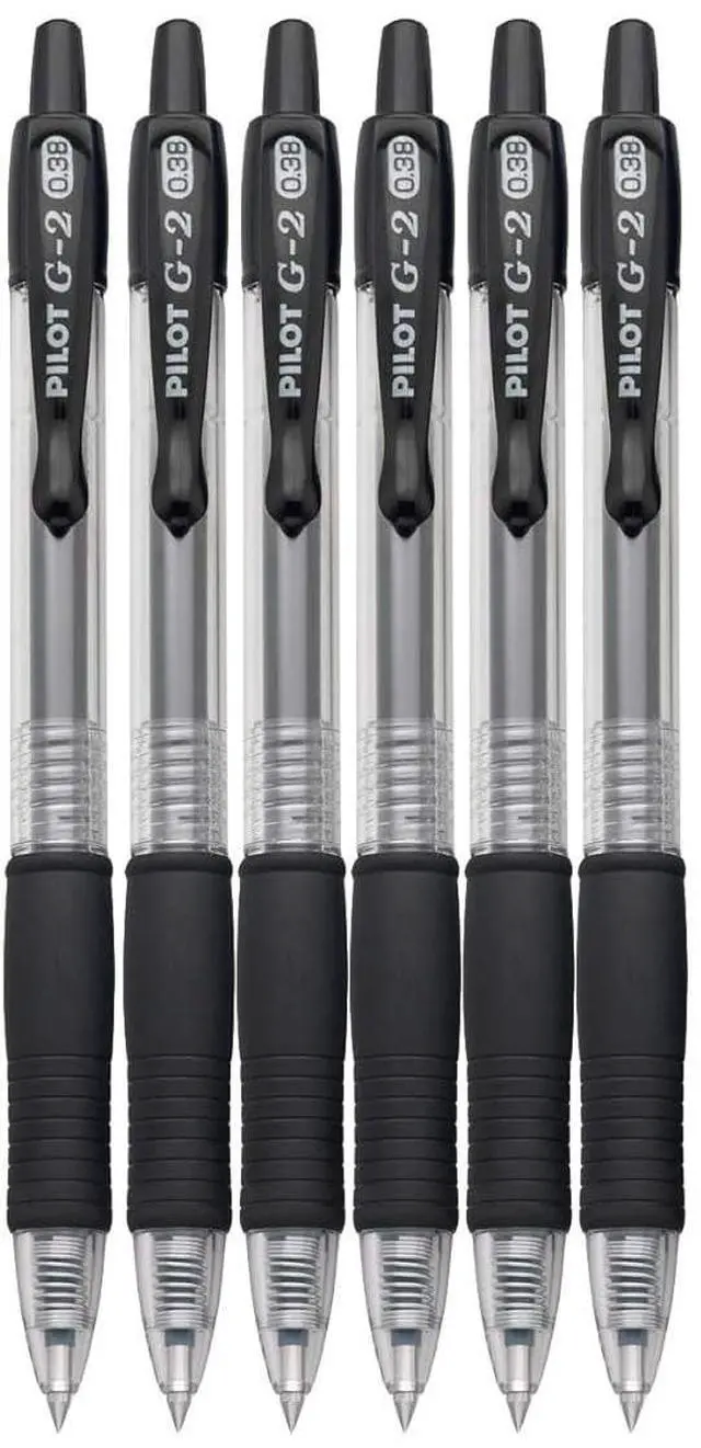 Main image of G2 Retractable Premium Gel Ink Roller Ball Pens Ultra Fine Point (.38mm) Black Ink 6 pack; Refillable & Premium Comfort Grip