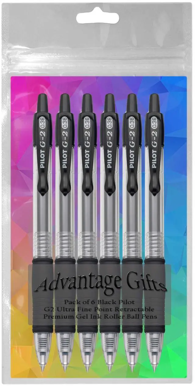 Alt view image 2 of 7 - G2 Retractable Premium Gel Ink Roller Ball Pens Ultra Fine Point (.38mm) Black Ink 6 pack; Refillable & Premium Comfort Grip