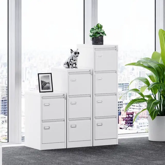 Alt view image 6 of 6 - 4 Drawer File Cabinet, White Vertical Filing Cabinets with Lock, Home Office File Folders Storage Cabinet for Letter Legal A4 File Size