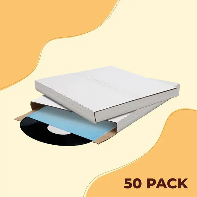 Alt view image 6 of 7 - 50 Pack - 45RPM Strong Record Mailer Boxes | 7.5" x 7.5" x 1" | Height-Adjustable - Perfect for Mailing Records, Record Album Mailer, Album Box