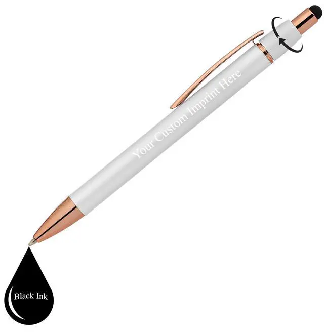 Alt view image 4 of 6 - Personalized Fidget Pen for Adults - 2 Pack Stress Relief Custom Pens with Gift Box - ADHD Anxiety - Metal with Rubber Grip - Focus for Office, Work (White-Black, Engraved)