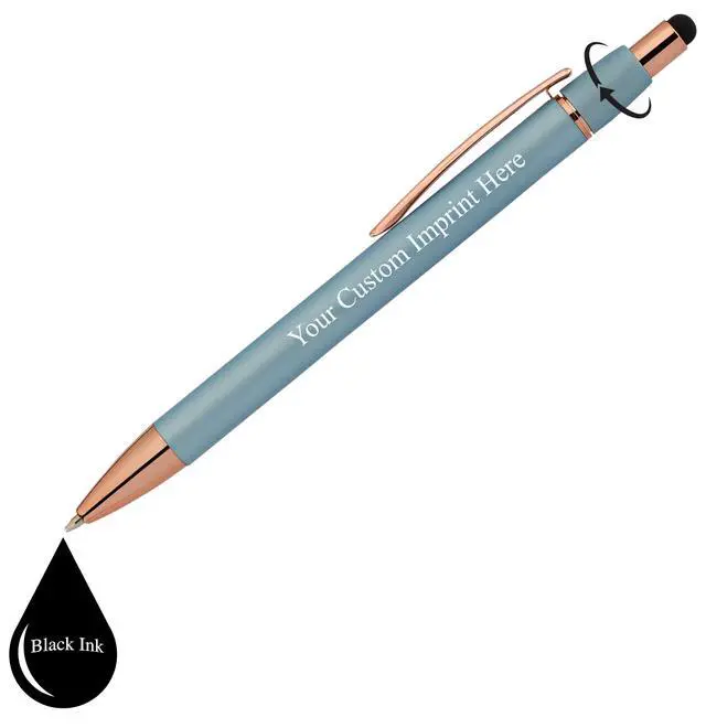 Alt view image 4 of 6 - Personalized Fidget Pen for Adults - 2 Pack Stress Relief Custom Pens with Gift Box - ADHD Anxiety - Metal with Rubber Grip - Focus for Office, Work (Blue-Blue, Engraved)