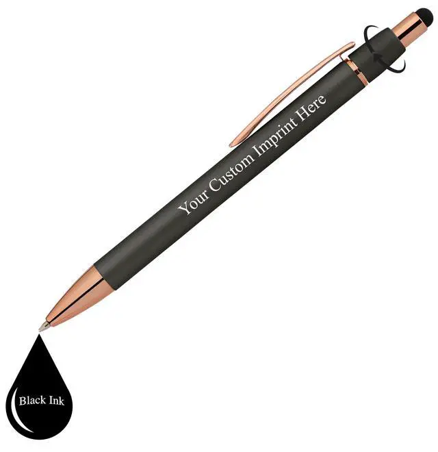 Alt view image 4 of 6 - Personalized Fidget Pen for Adults - 2 Pack Stress Relief Custom Pens with Gift Box - ADHD Anxiety - Metal with Rubber Grip - Focus for Office, Work (Black-Black, Engraved)