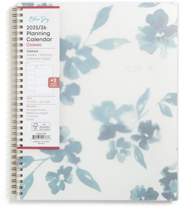 Main image of 2025-2026 Weekly & Monthly Academic Planner, 8.5"x11", Bakah Blue | July 2025 - June 2026, Flexible Cover, Wirebound, Storage Pocket, Academic Year