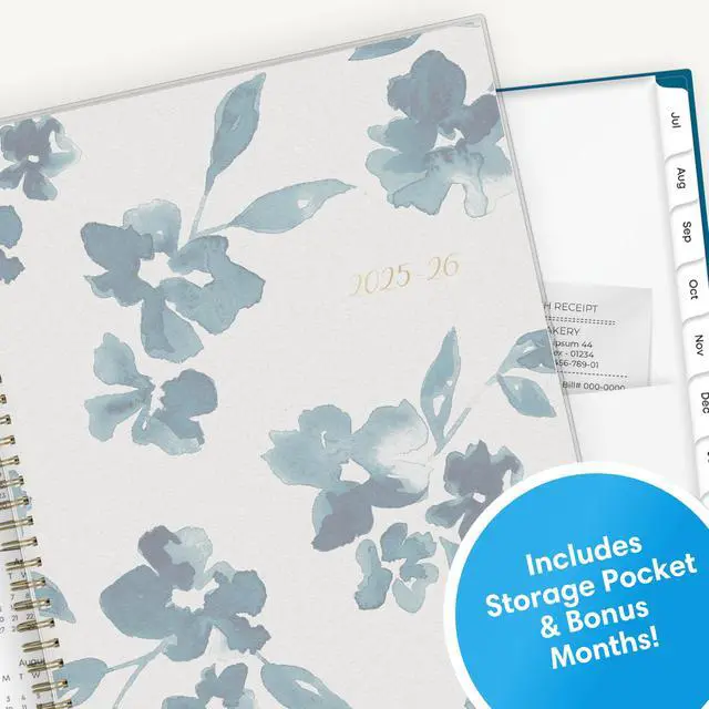 Alt view image 6 of 7 - 2025-2026 Weekly & Monthly Academic Planner, 8.5"x11", Bakah Blue | July 2025 - June 2026, Flexible Cover, Wirebound, Storage Pocket, Academic Year