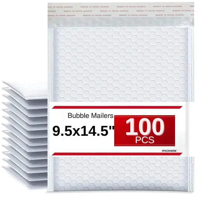 Main image of 100 PC 9.5x14.5 Inches Poly Bubble Mailers Shipping Padded Envelopes Self Seal Waterproof Cushion Envelopes Waterproof Grey Usable 9.5x 3.5" #4