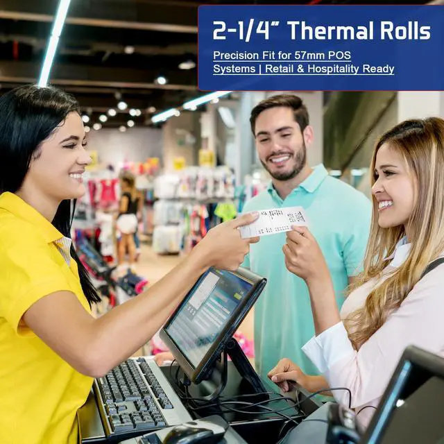 Alt view image 2 of 6 - (150 Rolls) Premium 2 1/4 x 50 Thermal Paper Rolls - BPA Free Credit Card Receipt Paper, Suitable for POS & ATM Systems