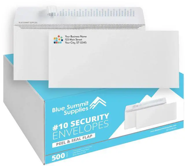 Alt view image 2 of 5 - 500#10 Custom Printed Windowless Security Envelopes Self Seal, Peel and Seal, Security Tinted, With Artwork or Logo, Dimensions - 4-1/8 Inch x 9 ½ Inch - Envelopes Letter Size for Mailing
