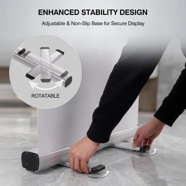 Alt view image 3 of 7 - Custom Retractable Banner with Stand for Trade Shows Made in USA | Ship Next Day Personalized 33x81 inch waterproof canvas display, pre-assembled in a heavy-duty aluminum base