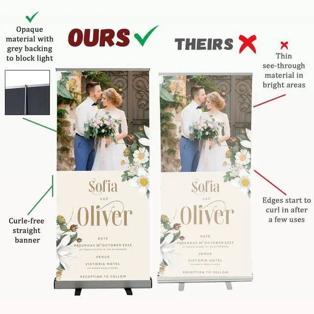 Alt view image 5 of 7 - Custom Retractable Banner with Stand for Trade Shows Made in USA | Ship Next Day Personalized 33x81 inch waterproof canvas display, pre-assembled in a heavy-duty aluminum base