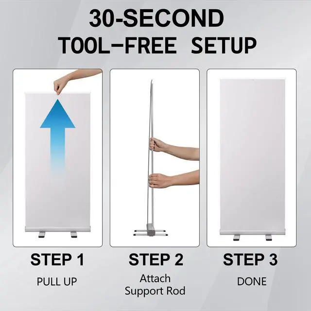 Alt view image 7 of 7 - Custom Retractable Banner with Stand for Trade Shows Made in USA | Ship Next Day Personalized 33x81 inch waterproof canvas display, pre-assembled in a heavy-duty aluminum base
