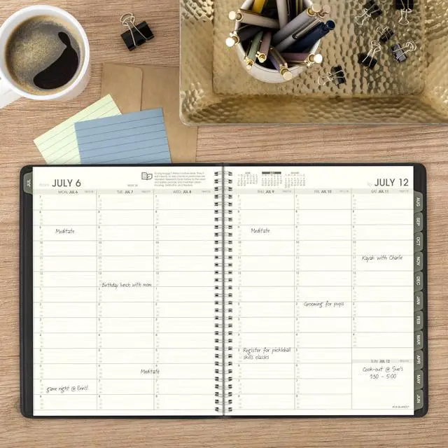 Alt view image 2 of 7 - Planner 2026-2027 Weekly & Monthly Academic 12-Month July-June Quarter-Hourly Appointment Book, 8-1/4" x 11", Recycled, Black (70957G05)
