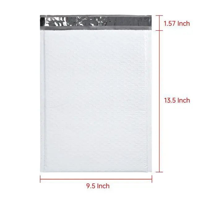 Alt view image 2 of 7 - #4 White Padded Bubble Lined Poly Mailer Bag for Shipping and Packing, Tear-proof, Water-resistant and Lightweight Envelopes, 9.5 x 13.5 inches, Postal Self-Seal Adhesive Opaque Bags. (100)